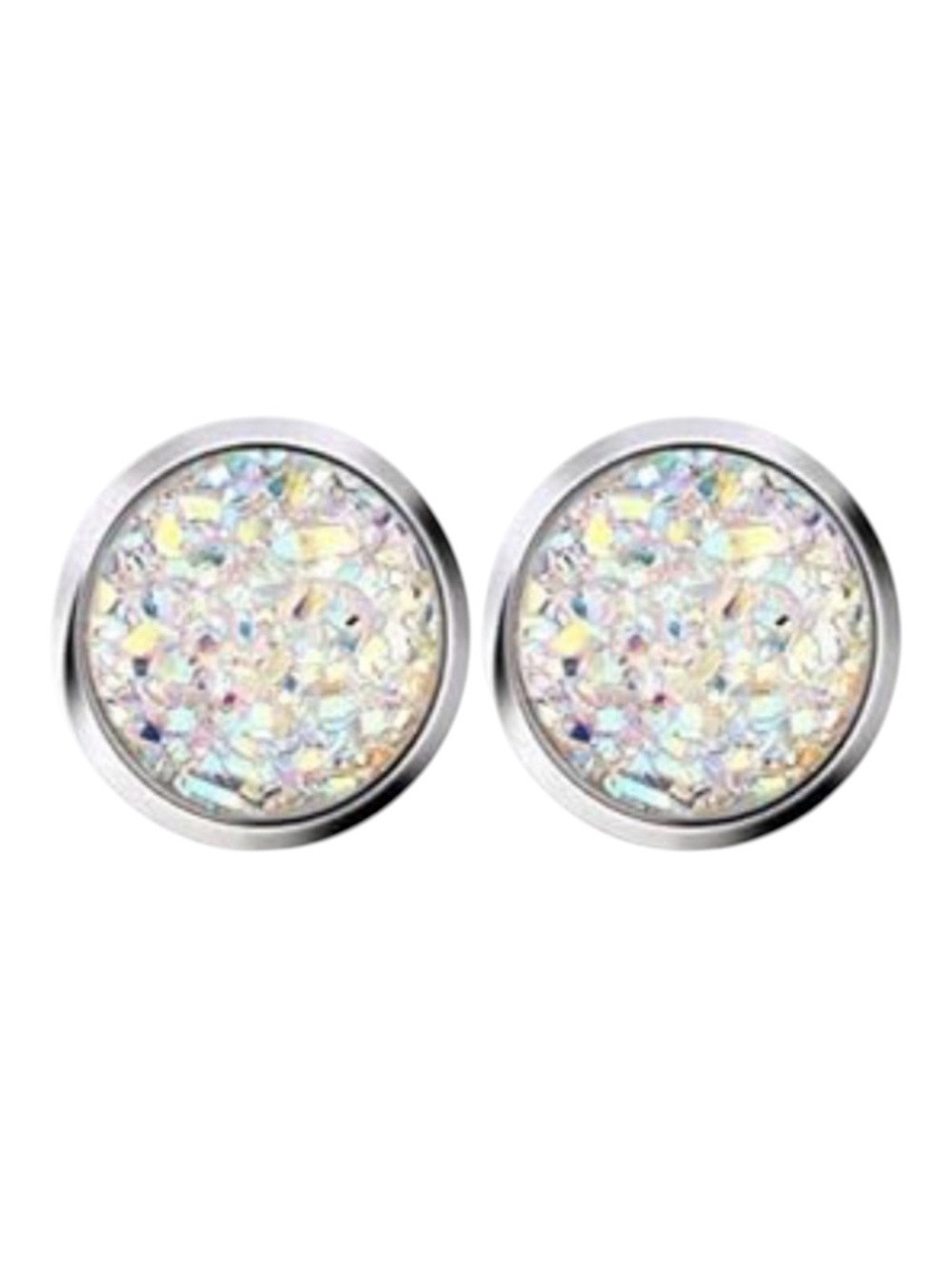 Tucson Gem & Minerals Opal Sky Druzy Stud Earrings 10mm NWT - Picture 4 of 15